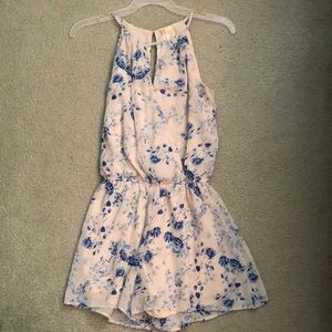 Blue and cream floral romper